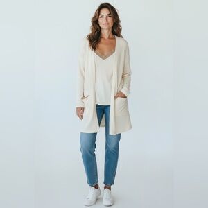 Blu Pepper Cream Cardigan and Top Set